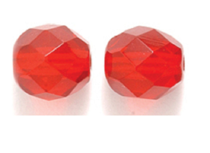 Preciosa Genuine Traditional Czech Round Faceted transparent beads, Ruby, 8mm