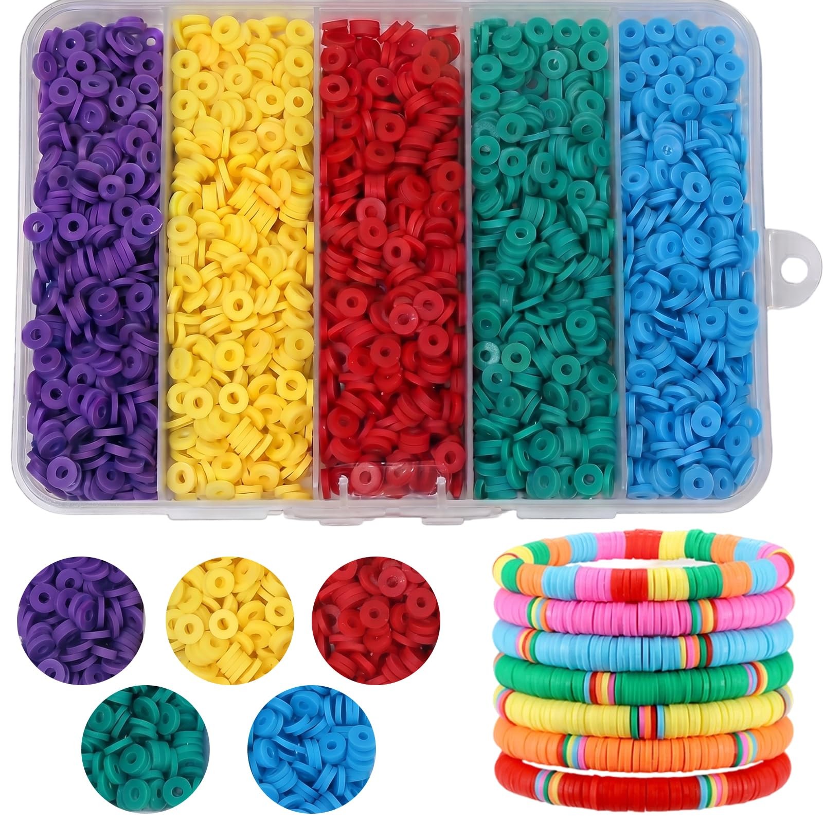 THRELE 3500pcs Rich Color Clay Beads for Bracelets Making 6mm Heishi Vibrant