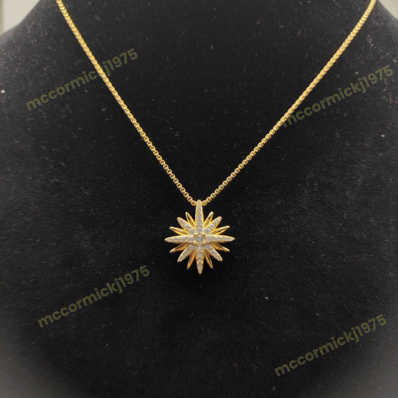 New.DavldYurman.Starburst.Diamond Sterling GOLD Women pendant necklace