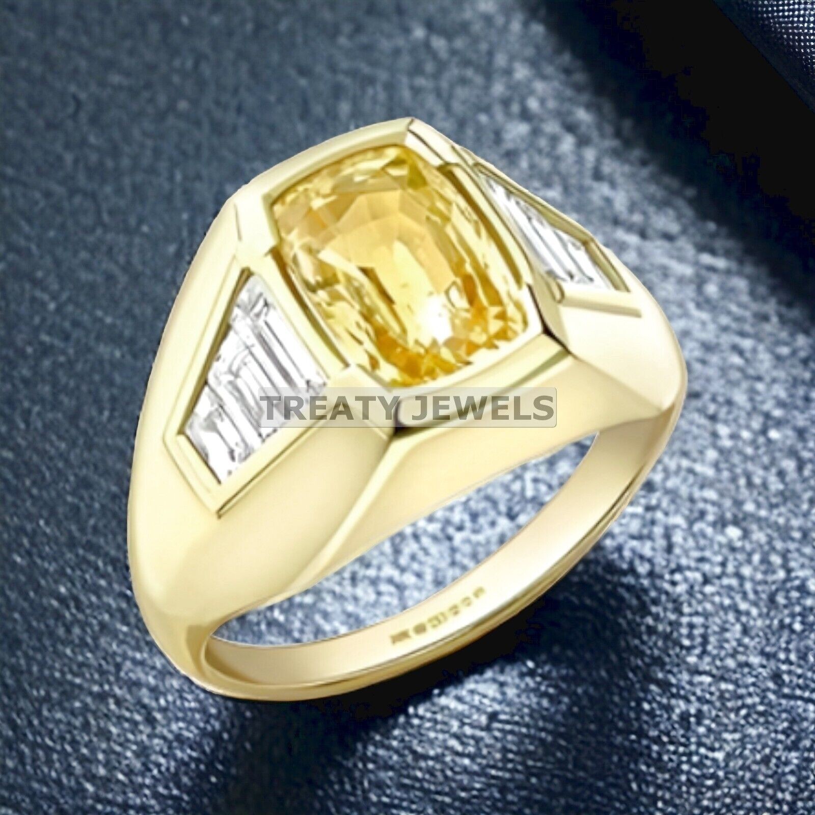 Citrine Cushion Cut With 14k Yellow Gold Ring For Men’s #444 #