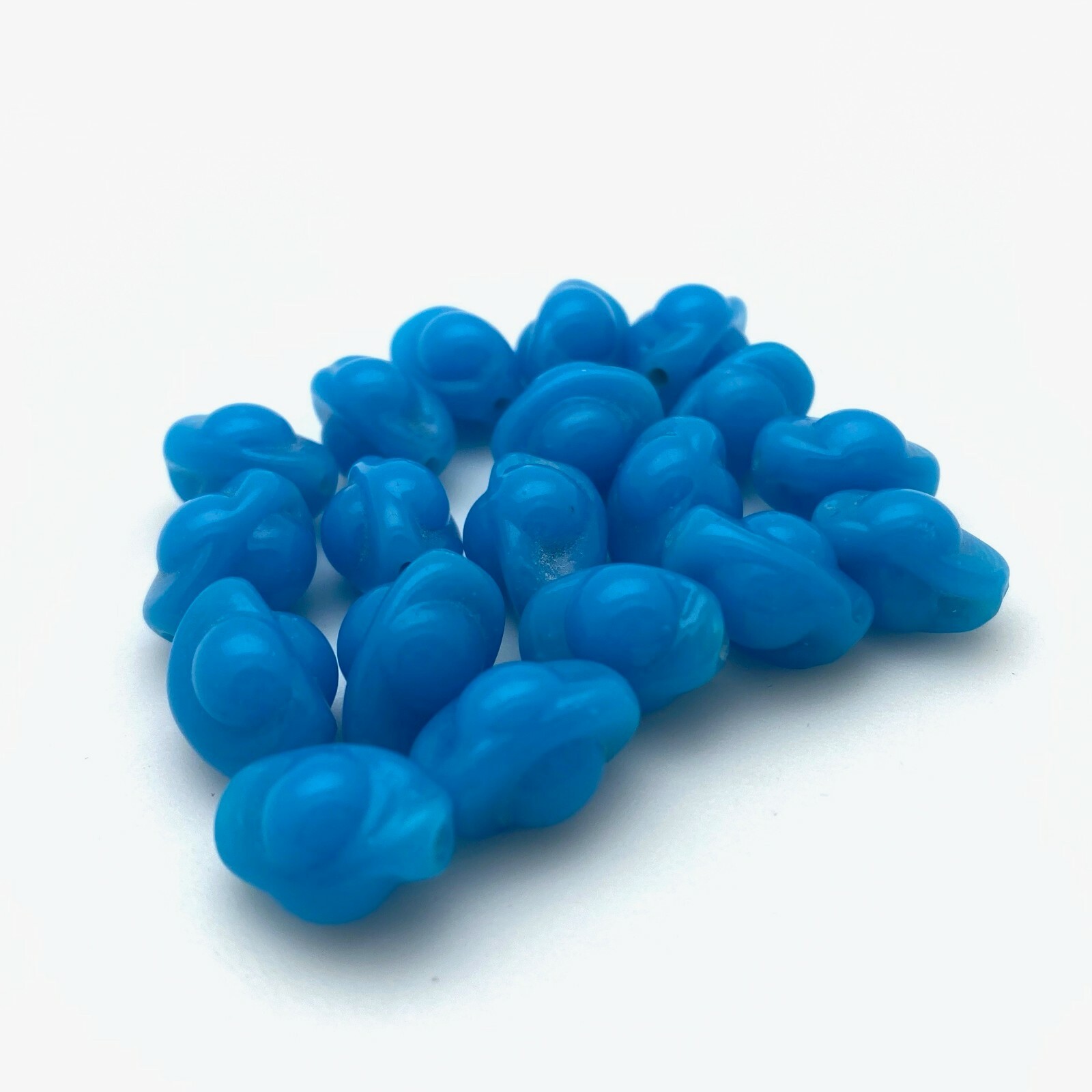 Vintage Blue “Cherry Brand” Oval Japanese Glass Beads (9x13mm) (BJG29)