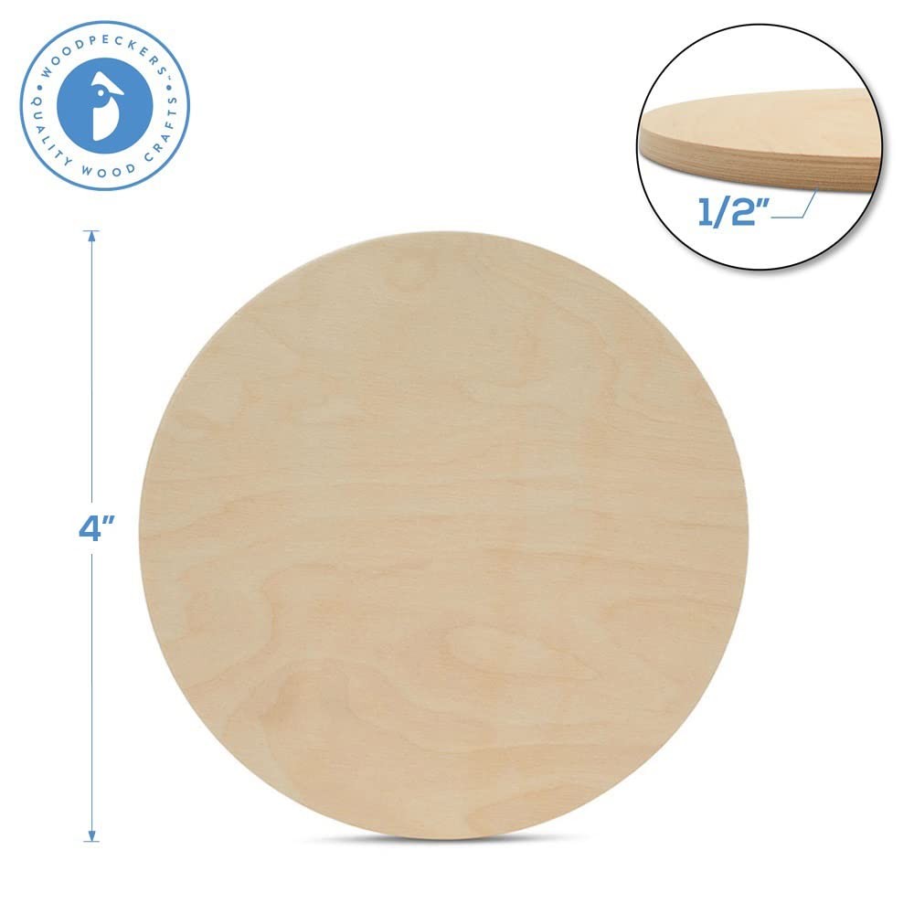 Wood Circle Disc 4 inch Diameter, 1/2 inch Thick, Birch Plywood, Pack of 10 U…