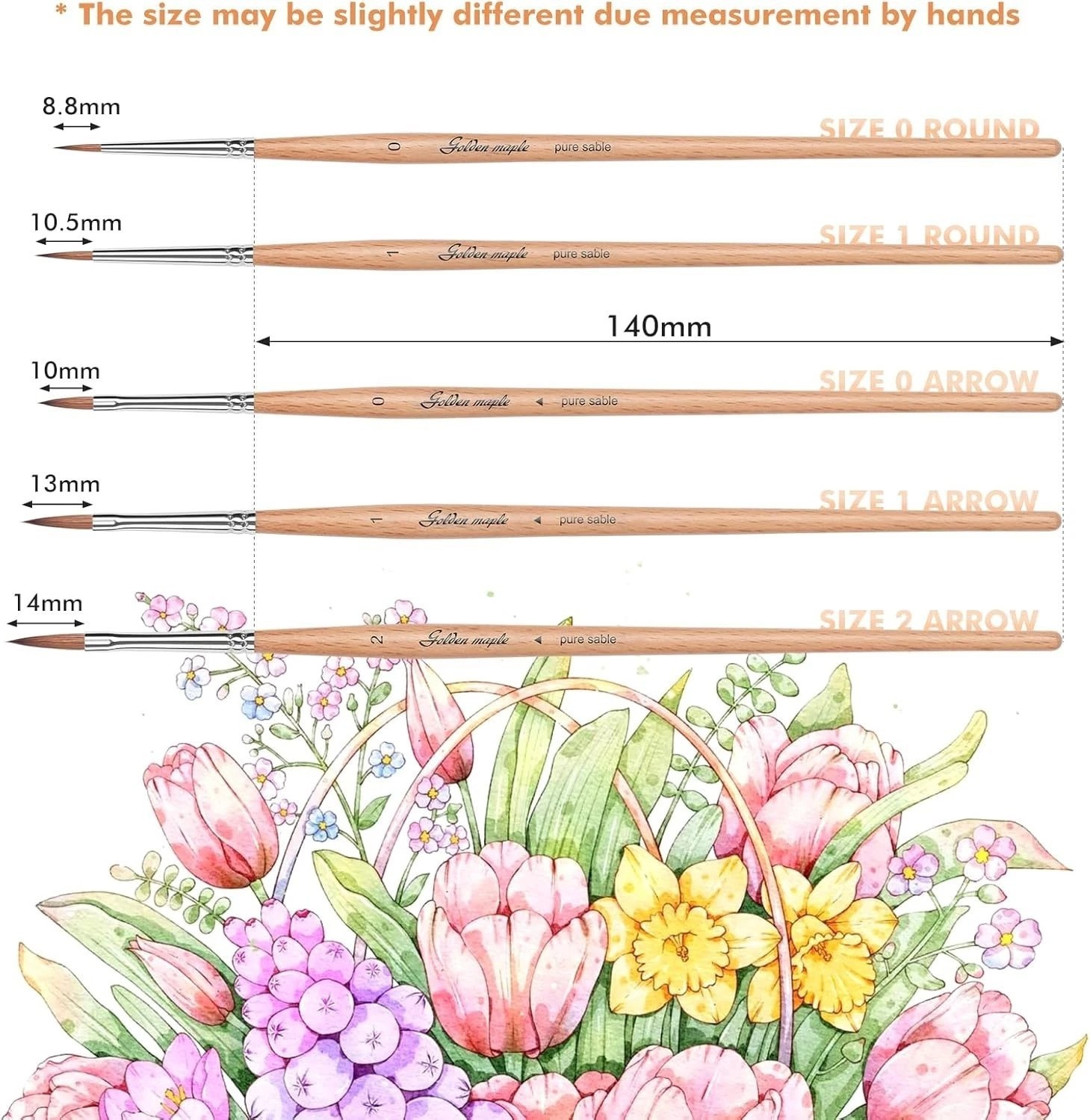 Professional Kolinsky Sable Miniature Brushes 5PC Arrow Point Detail