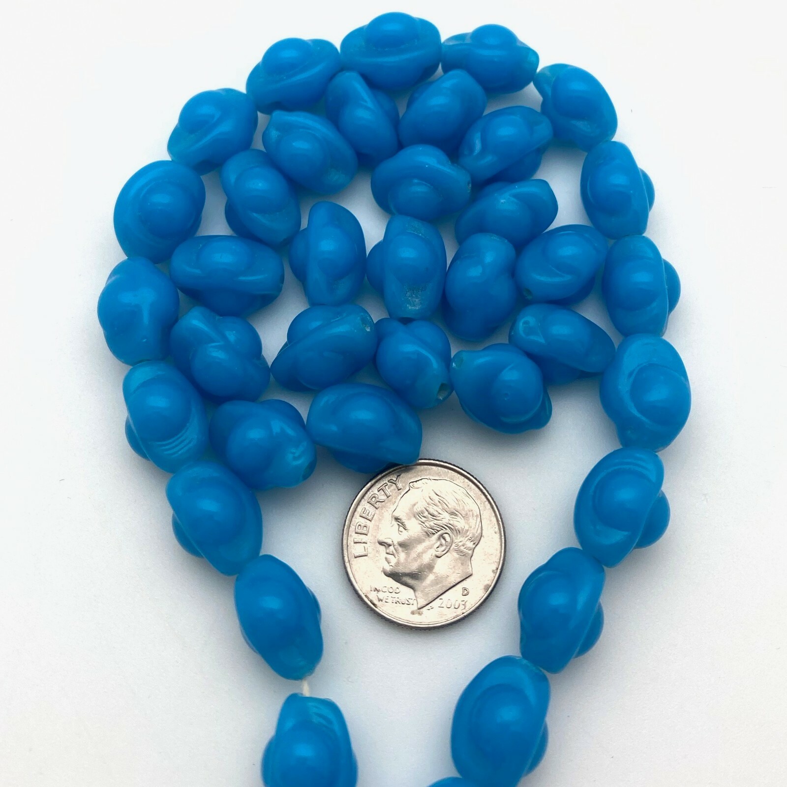 Vintage Blue “Cherry Brand” Oval Japanese Glass Beads (9x13mm) (BJG29)