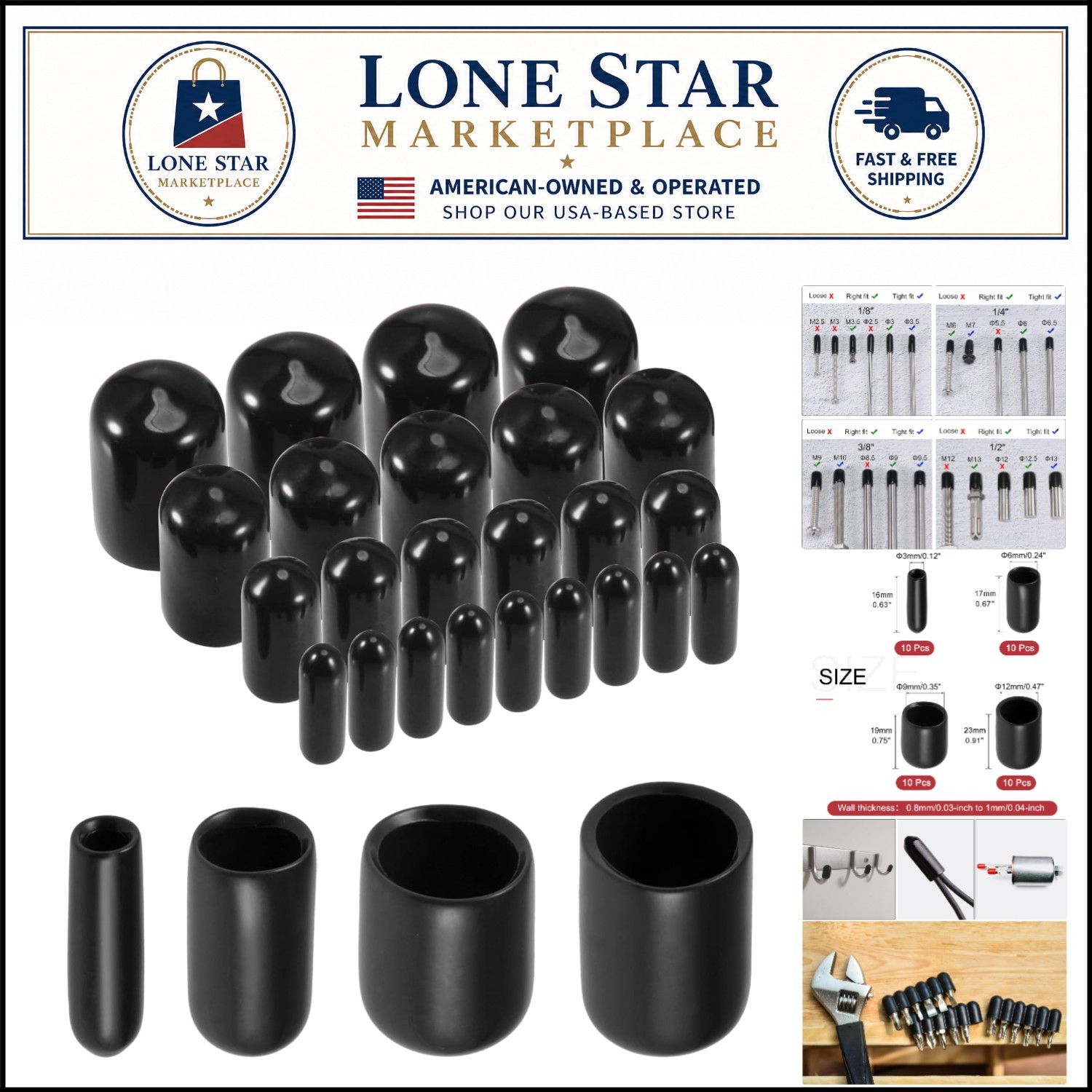 Assorted 40pcs Black Vinyl Round End Caps – Protect Your Furniture & Floors