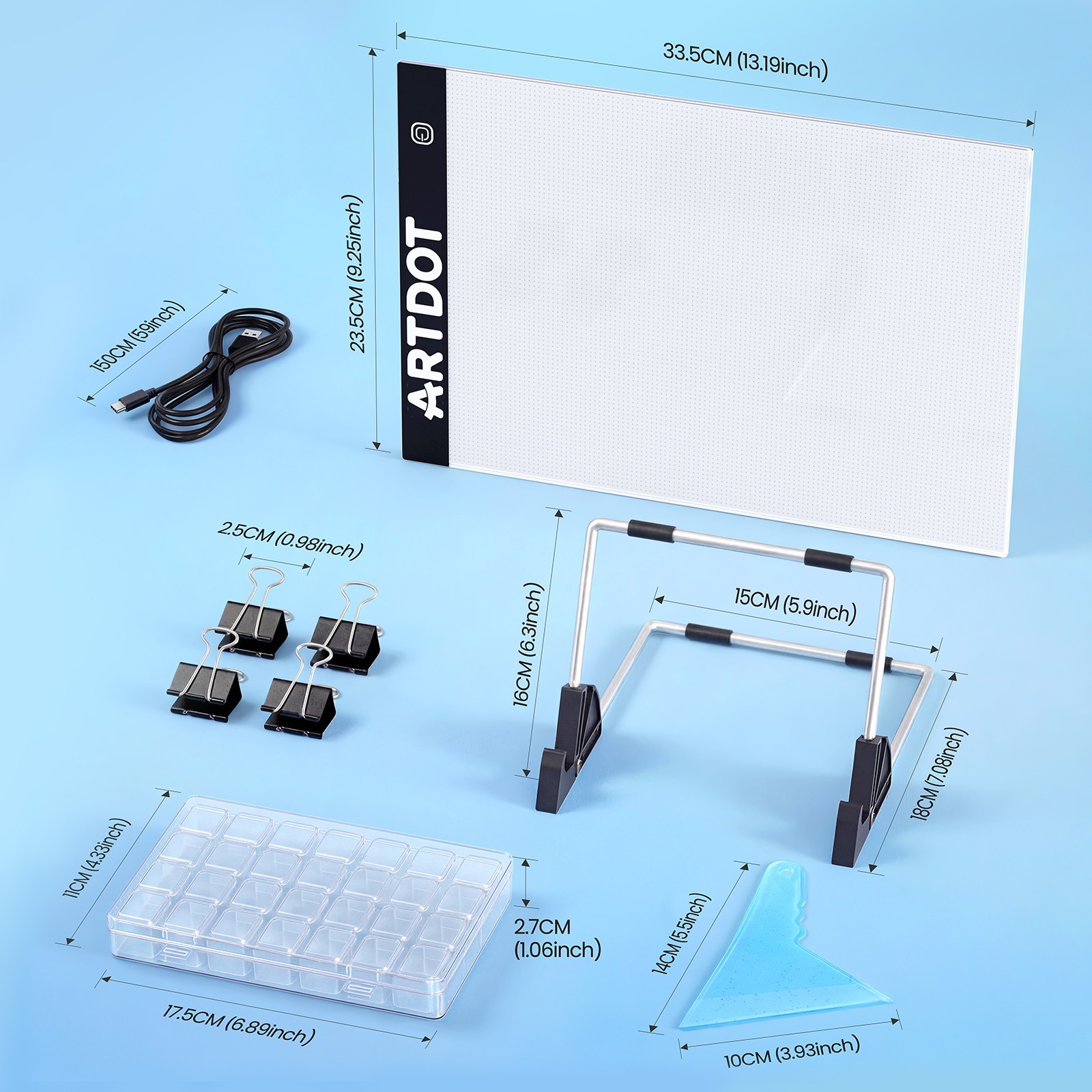 ARTDOT Light Board for Tracing Diamond Painting Art Light Pad Box Drawing Kit A4