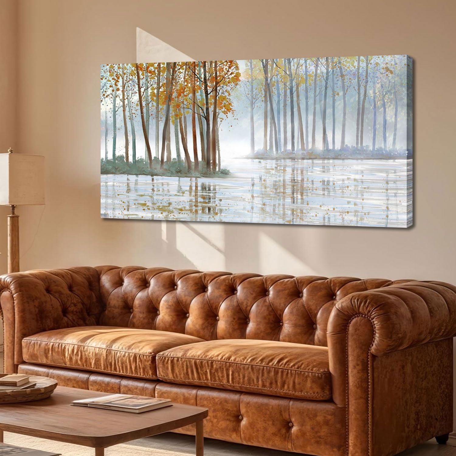 Arjun Birch Trees Wall Art Canvas Forest Landscape Picture Painting, Nature M…