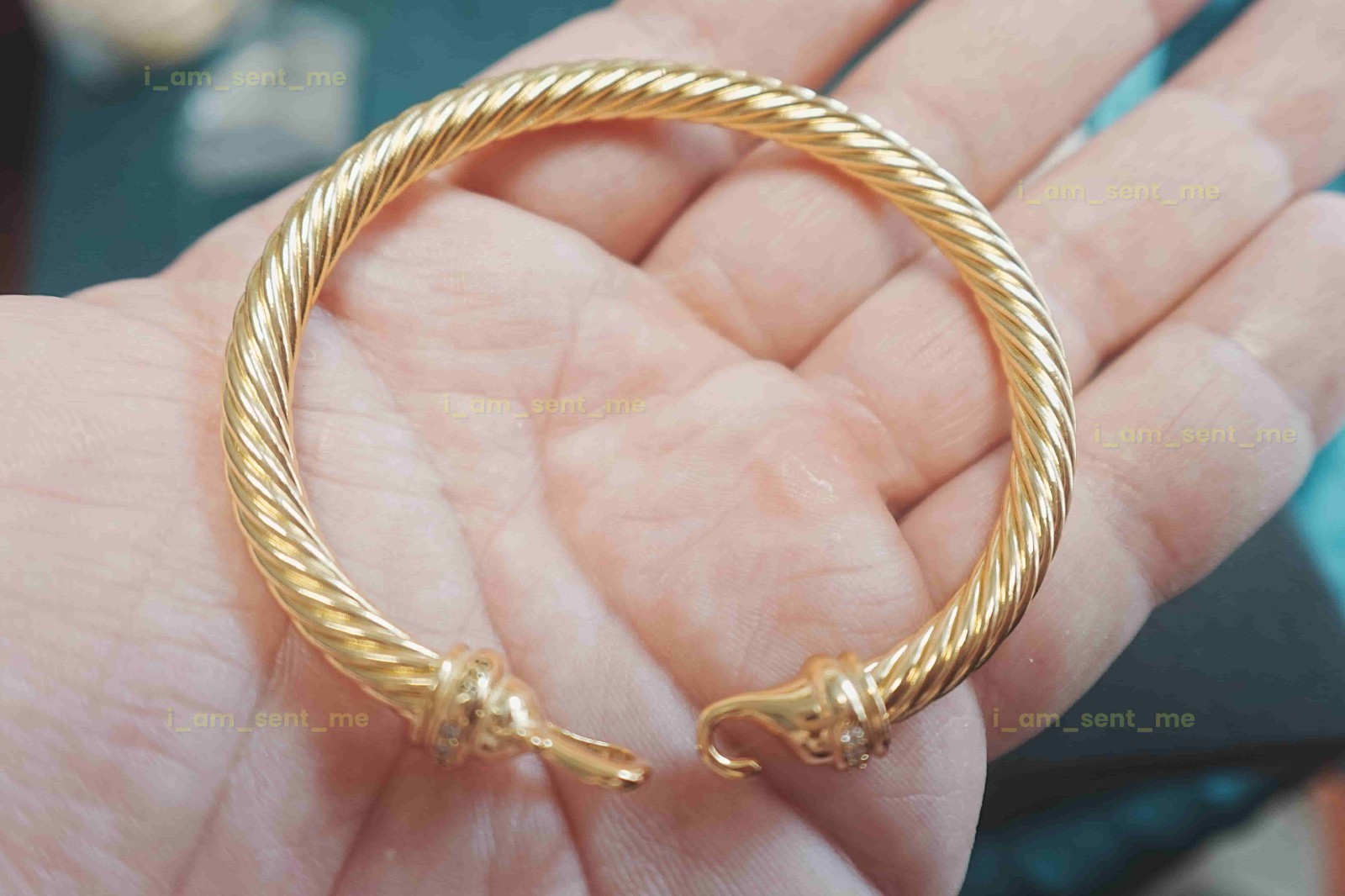 New.DAVlDYurman&18K&Gold&twisted cable Diamond.bracelet