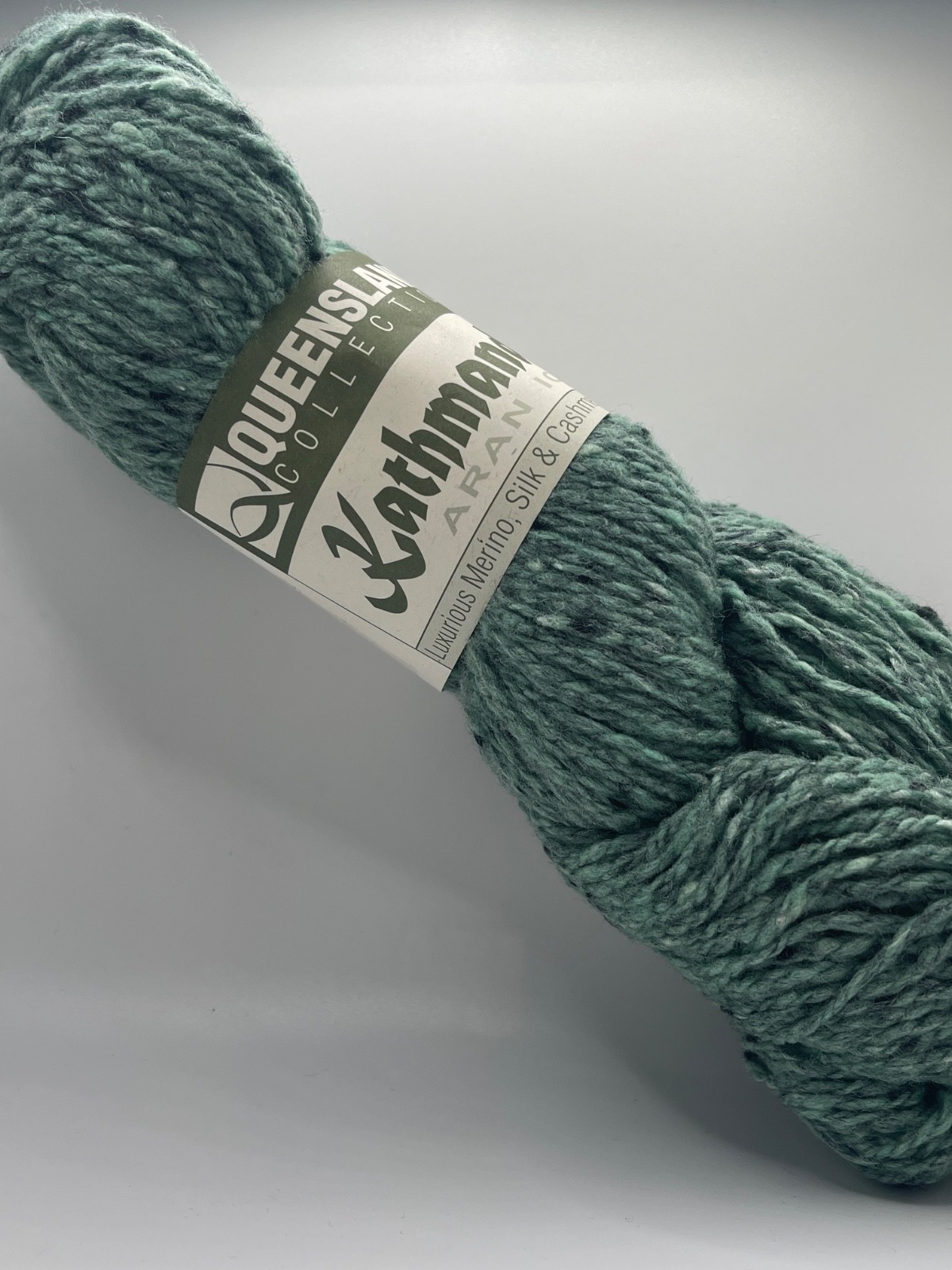 Queensland Kathmandu Aran 100 Merino Silk Cashmere Tweed Yarn #46 Viridian 208yd