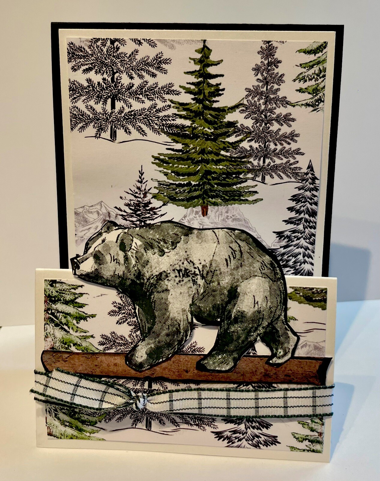 4 Stampin Up! Double Fold Bear Masculine Guy Card Kit Woods Forest Any Occasion