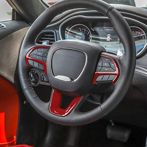 for Challenger Steering Wheel Decoration Trim for 2015-2023 Dodge 3pcs Red