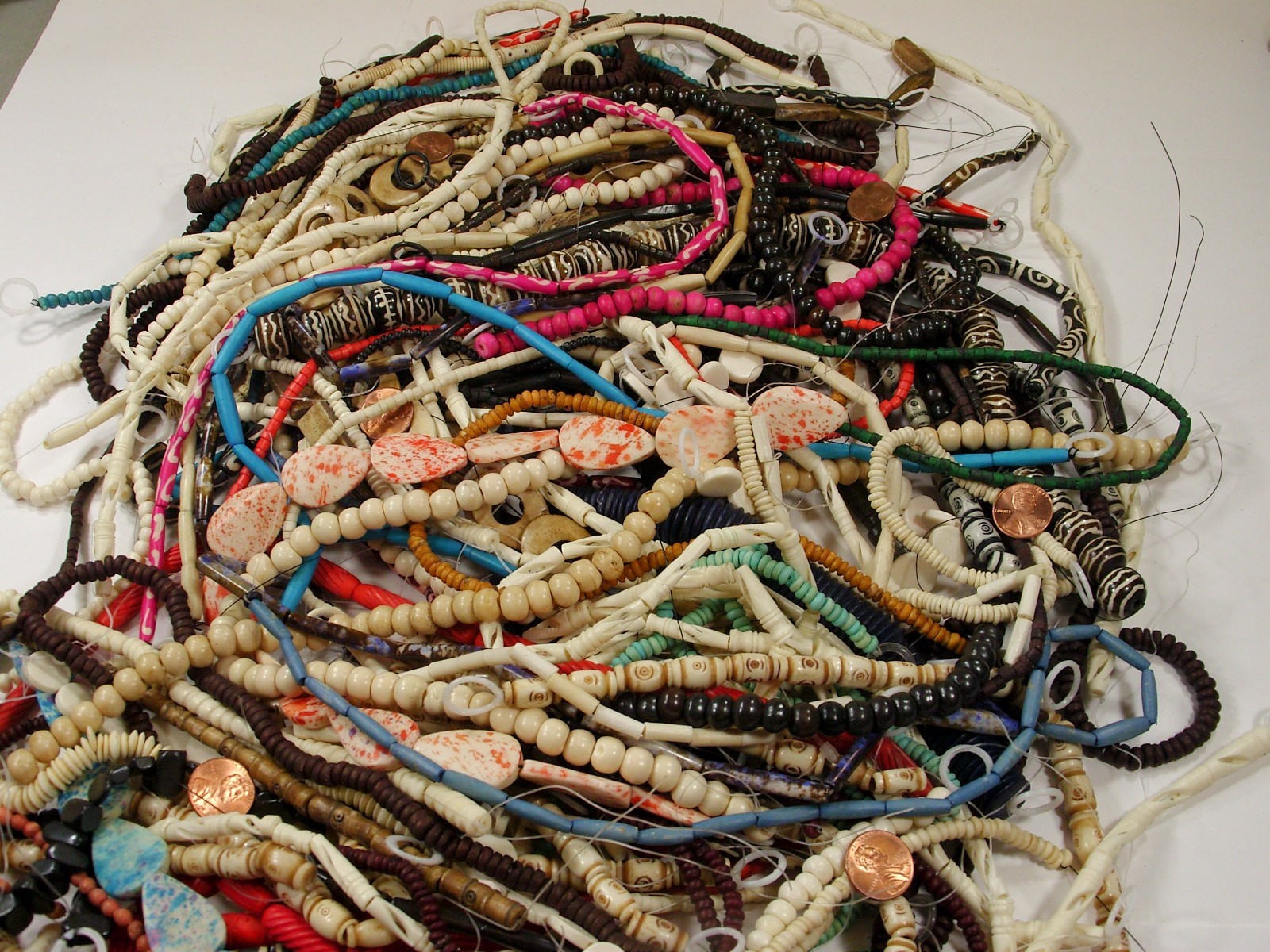 5 LBS Assorted Shapes and Sizes India Handmade Water Buffalo Bone Beads (EK-8) ⭐