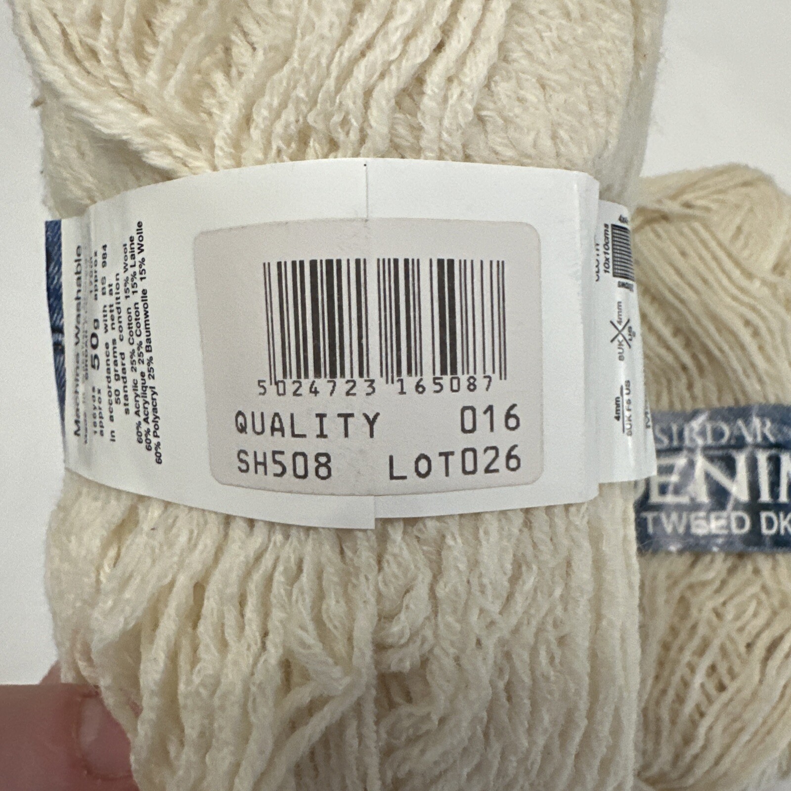 Vintage SIRDAR DENIM 2 Skeins Ivory
