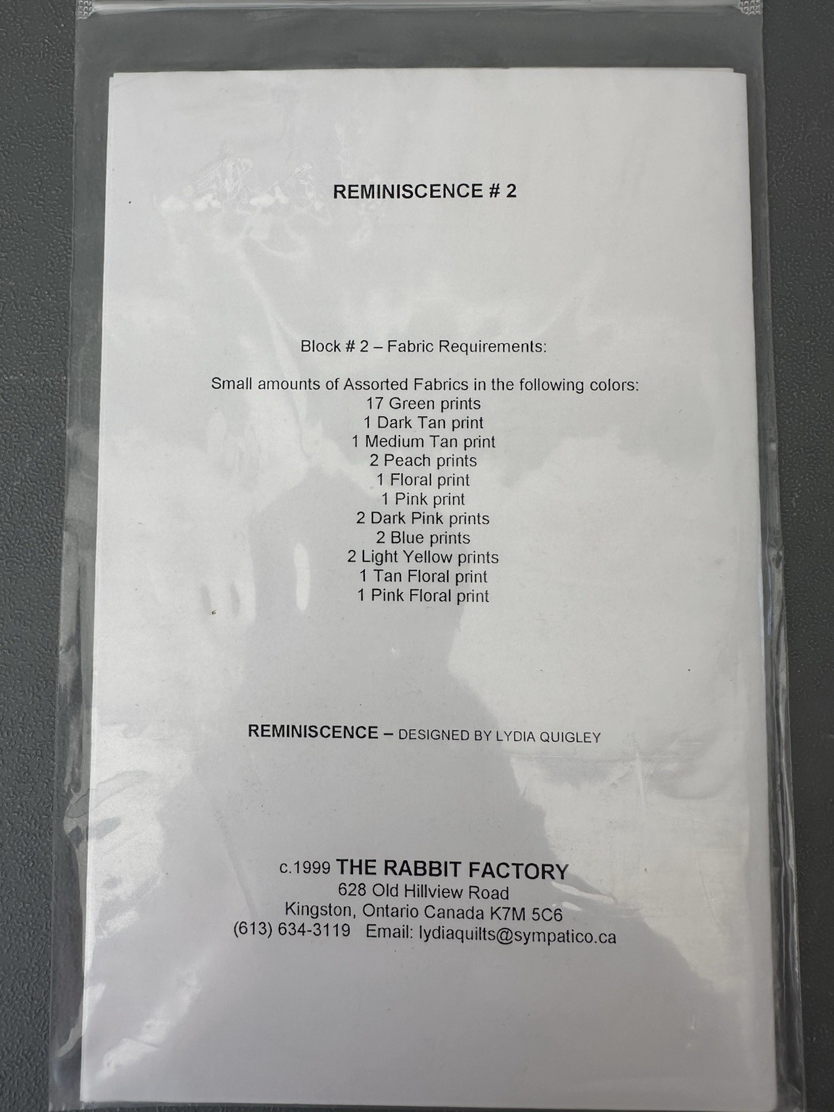 The Rabbit Factory Quilt Pattern Reminiscence Quilt of the Month 1-12 READ