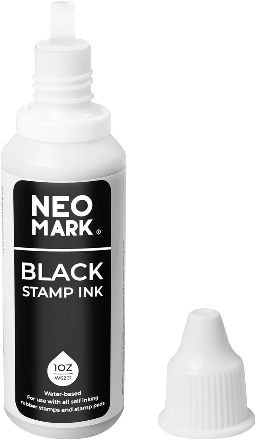 Black Stamp Ink, Quick-Drying Non-Toxic Refill Ink, 1oz Bottle