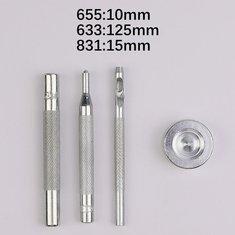 Leather Snap Fasteners Kit 10/12/15mm Brass Button Snaps Press Studs With 4 Tool