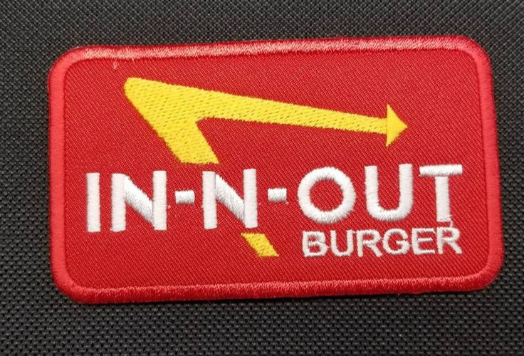 In N Out Burger Patch Arrow Sign approx 2.25″x3.75″ Iron On