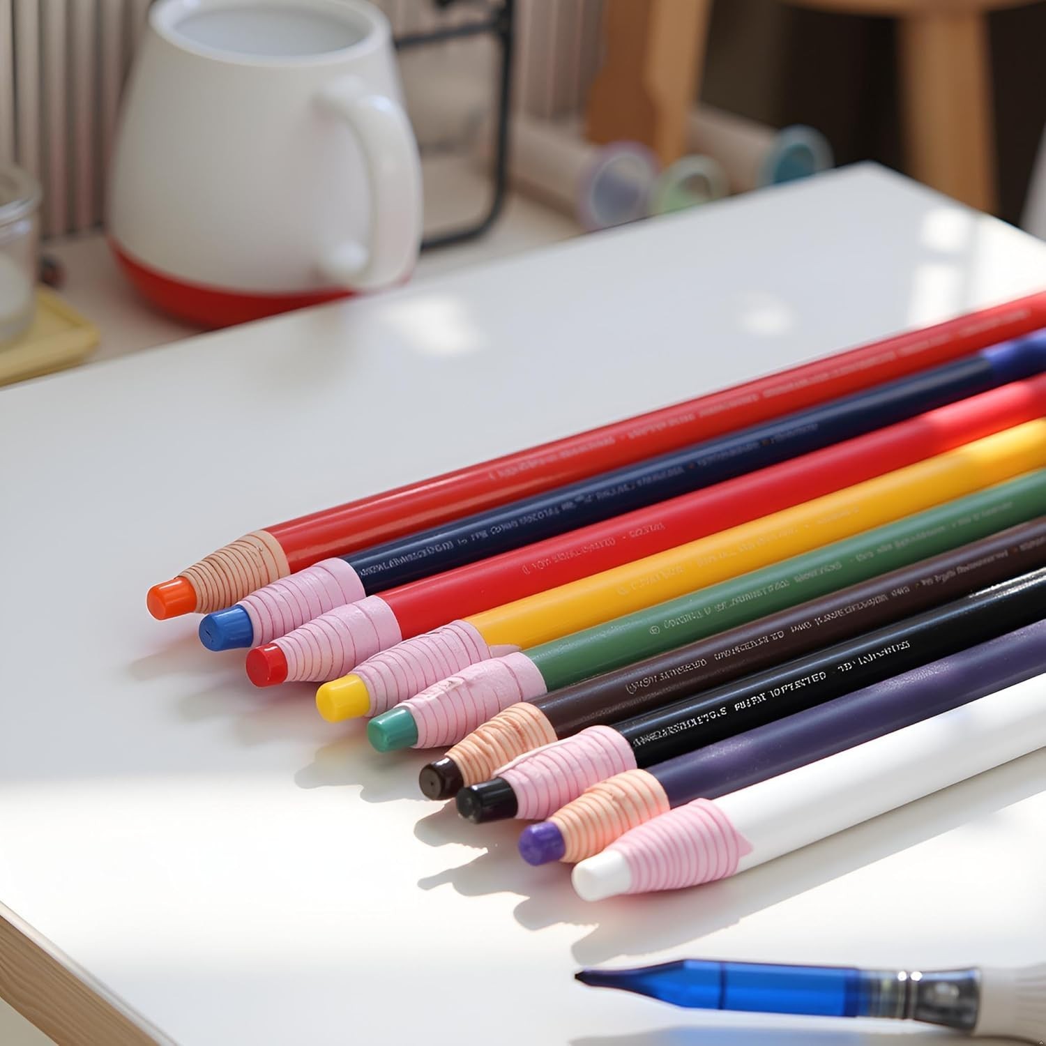 9 Pcs Colorful Peel-Off Wax China Marker Set, Assorted Colors Art Pencils for Gl