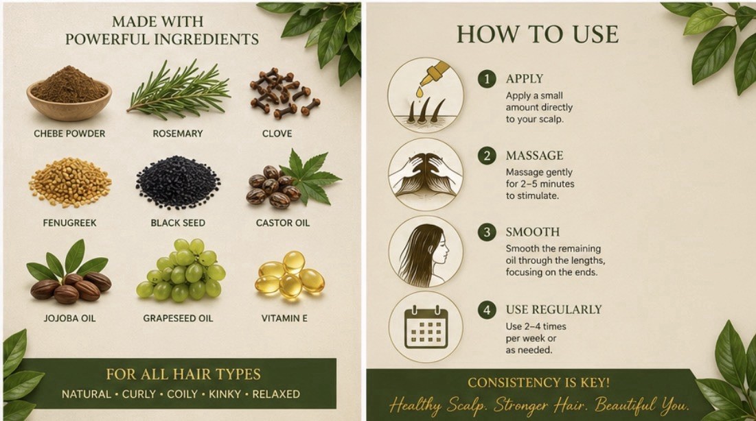 Rosemary Hair Growth Oil 4oz | Natural Scalp Oil for Thicker, Stronger Hair By s