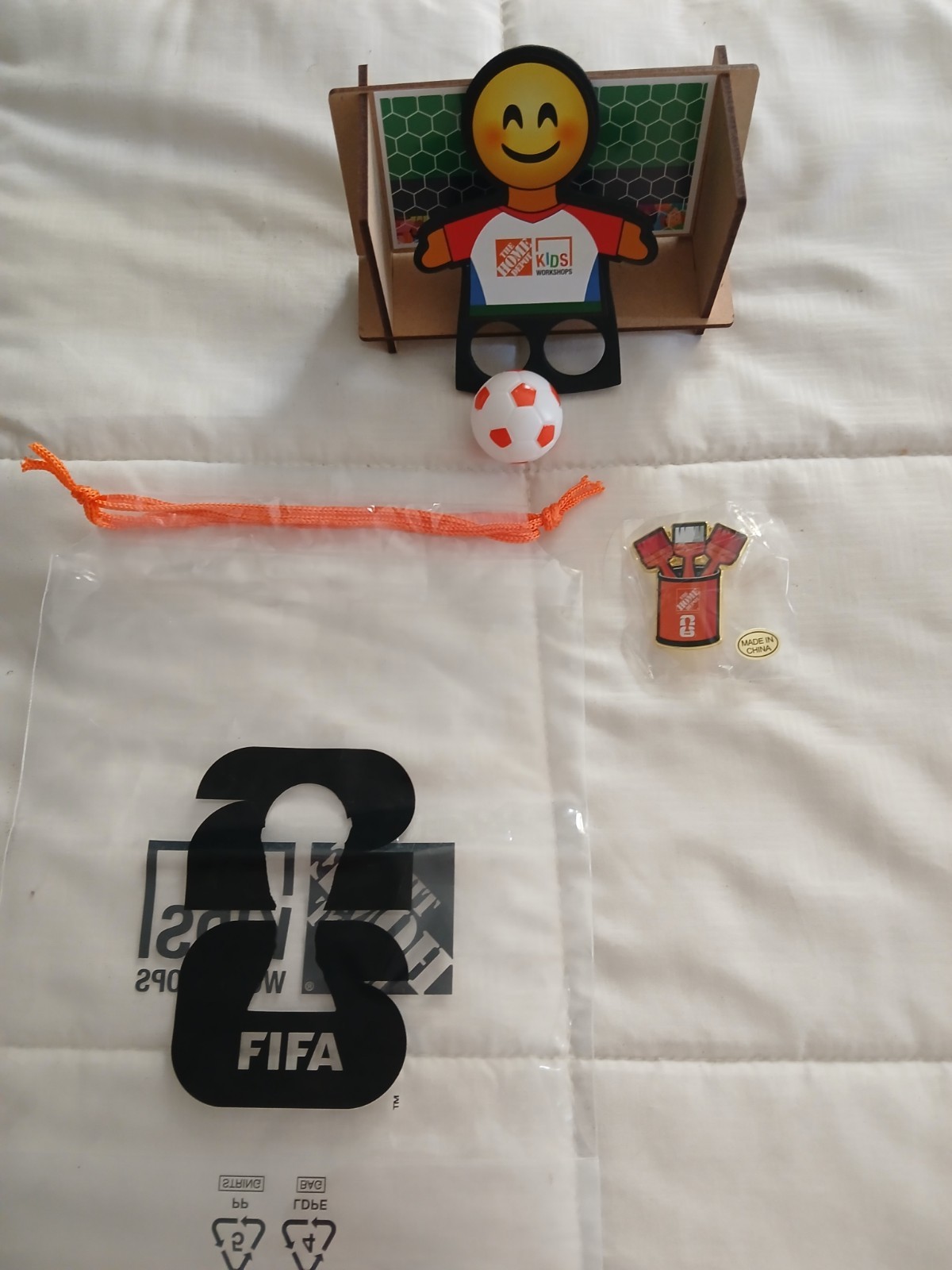 FIFA WORLD CUP Home Depot Kids Workshop Wooden kit called FLICK SOCCER and PIN