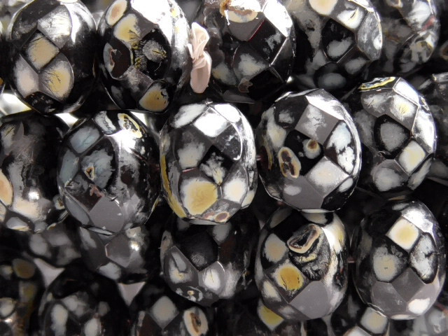 10 – 9x6mm CZECH OPAQUE JET BLACK PICASSO DONUT RONDELLE FACETED GLASS BEADS