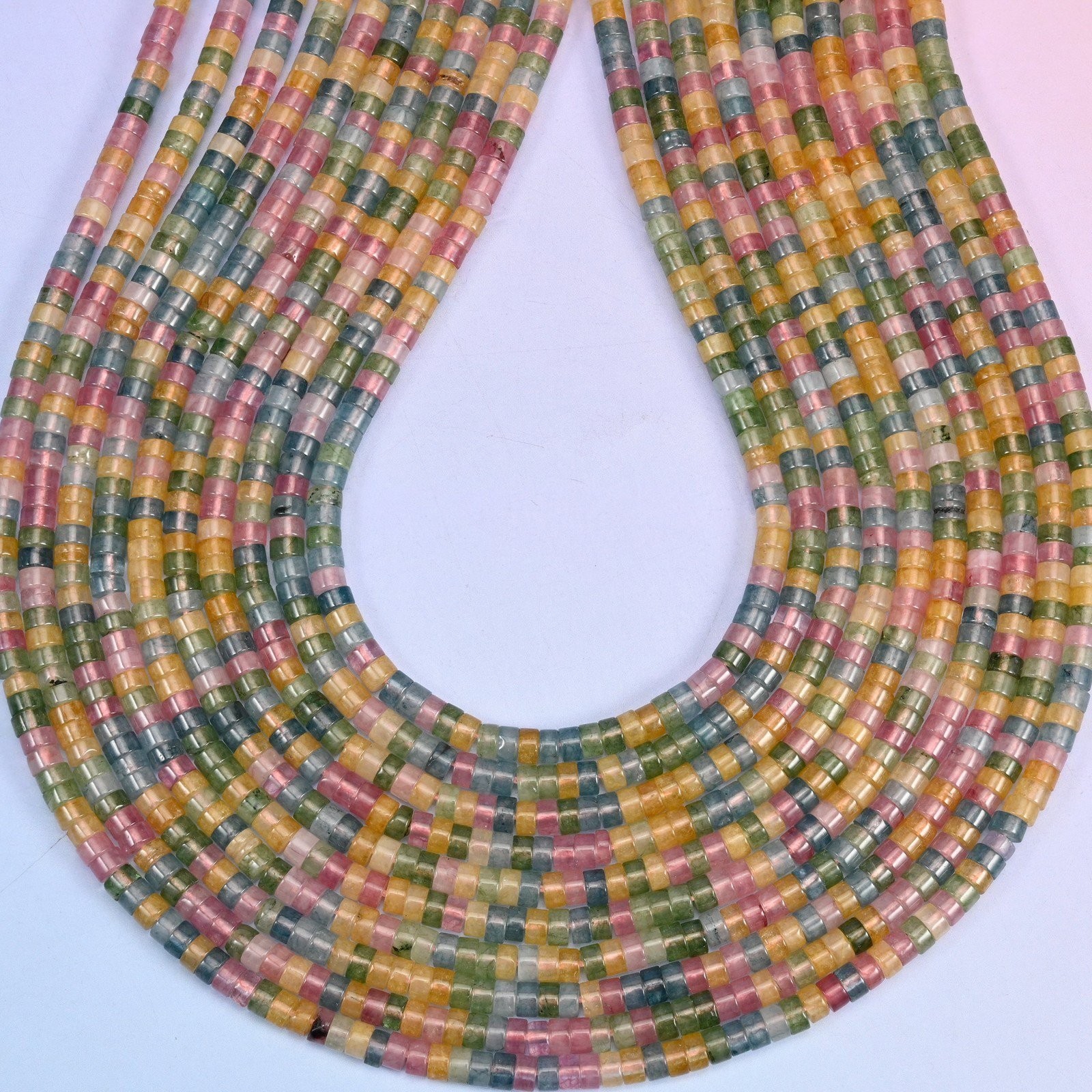 Multicolor Fluorite Smooth Heishi Disc Beads: Jewelry Making Supply