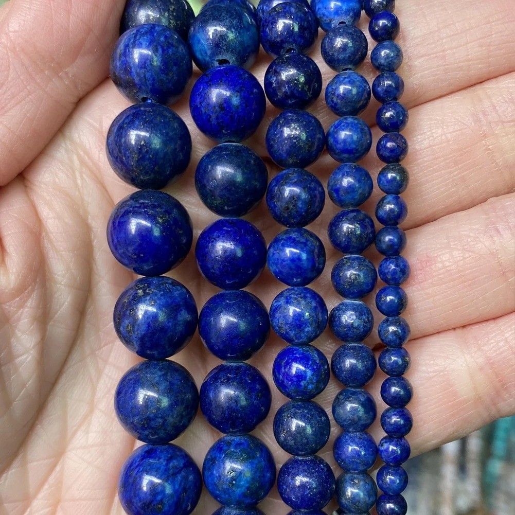 Blue Lapis Lazuli Round Beads 15″ Strand 2mm 3mm 4mm 6mm 8mm 10mm 12mm 14mm