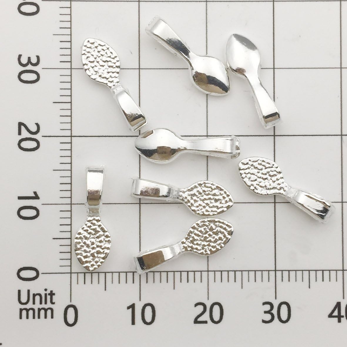 200 Shiny Silver Color Glue on Bails-Small Pendant Bails-Jewelry Bails for Or