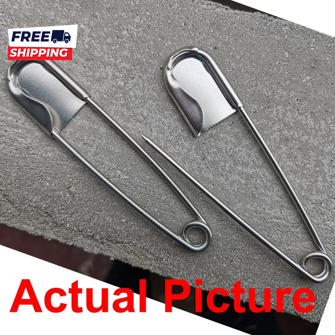 5 PCS of 5 Inch Heavy Duty Jumbo Stainless Steel Safety Pins Silver Color Safety