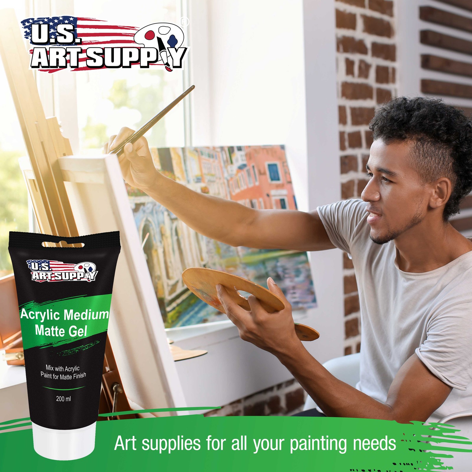 U.S. Art Supply Gel Medium Matte Acrylic Medium, 200ml Tube
