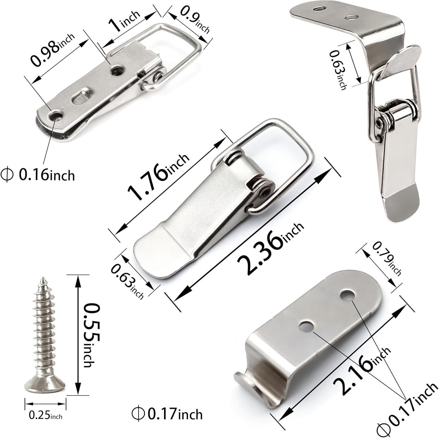 Lesnala 8 Pcs Stainless Steel 90 Degree Spring Toggle Silver-90 Degrees-8pcs