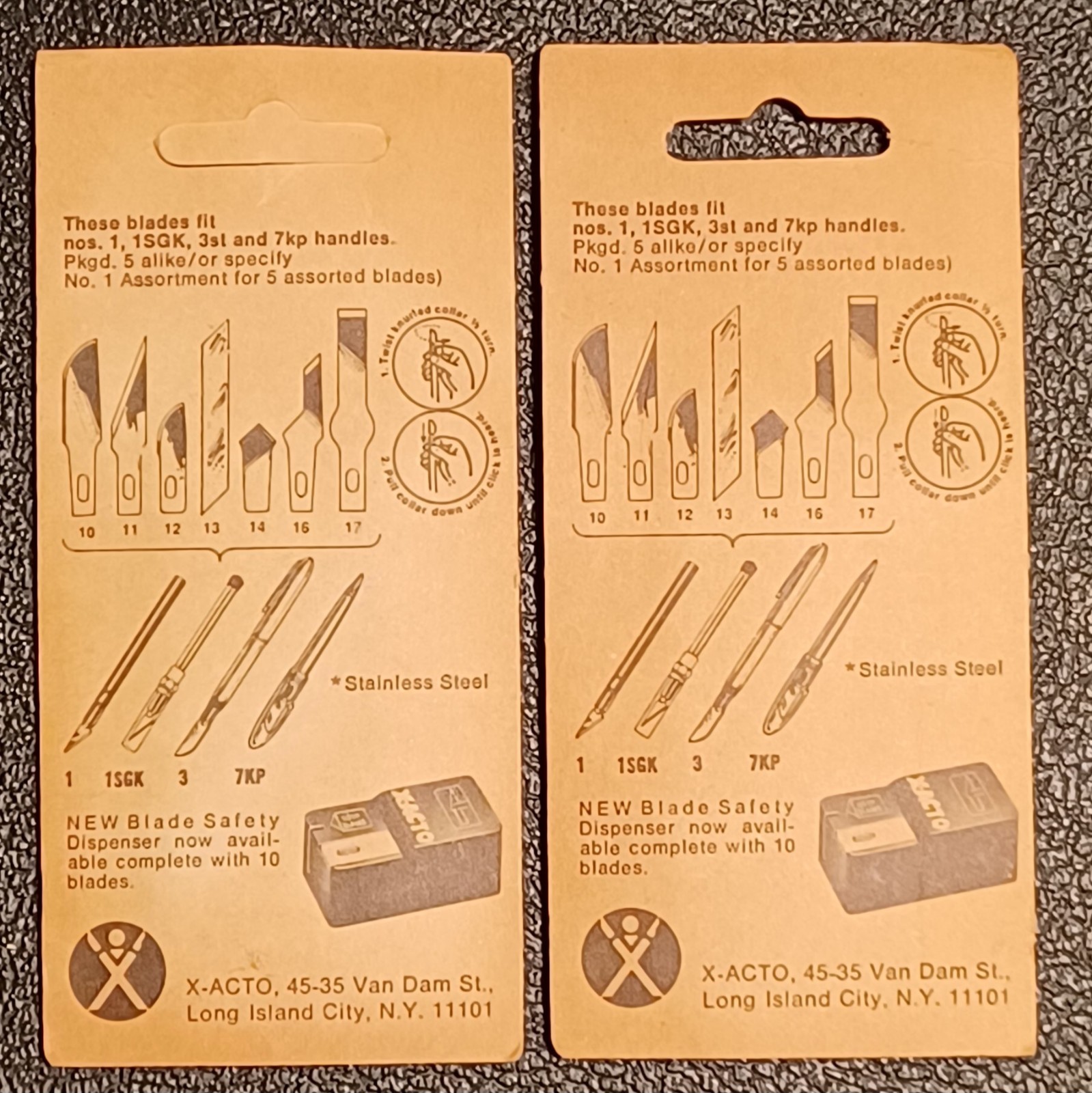 X-ACTO Wood Carving Blades NOS ~ No. 161 X & 160 W Router + V Gouge Blade -P