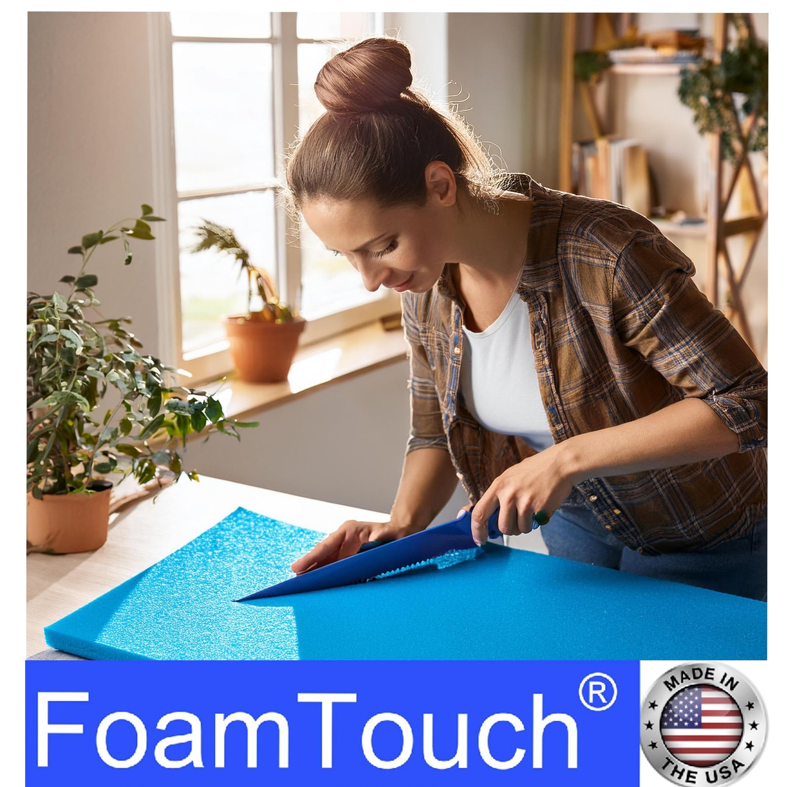 FoamTouch 1″ Thick x 36″ Wide x 72″ Long Blue High Density Foam, Ideal for Fo…