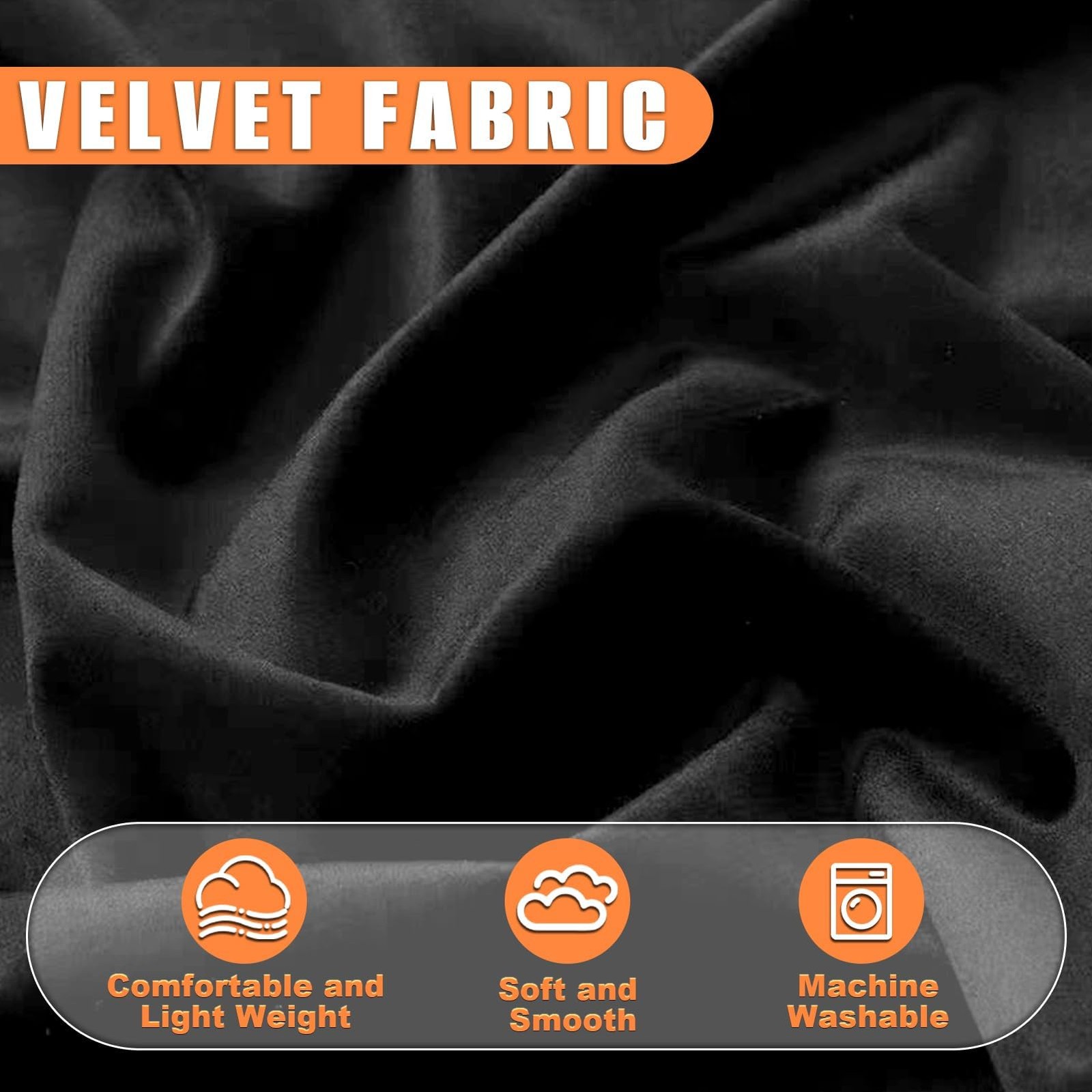 Velvet Fabric Soft Wrinkle Resistant Upholstery Apparel 60” x 80” Black