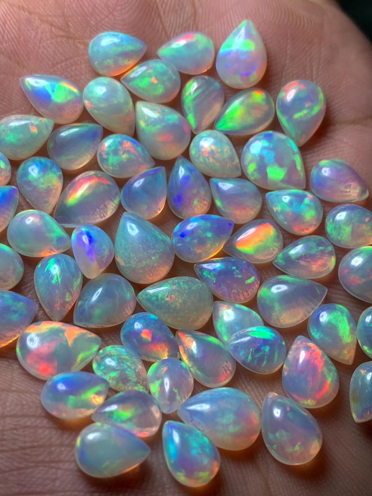Natural Ethiopian Opal Gemstone AAA Quality Opal Pear Shape Loose Opal Cabochon