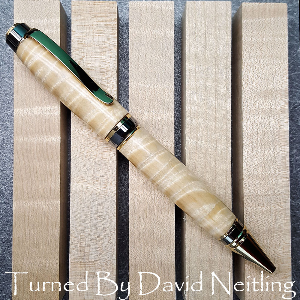 5 Curly Maple Pen Blanks, AAA Figure, ¾”x5”, Craft turning, carving wood