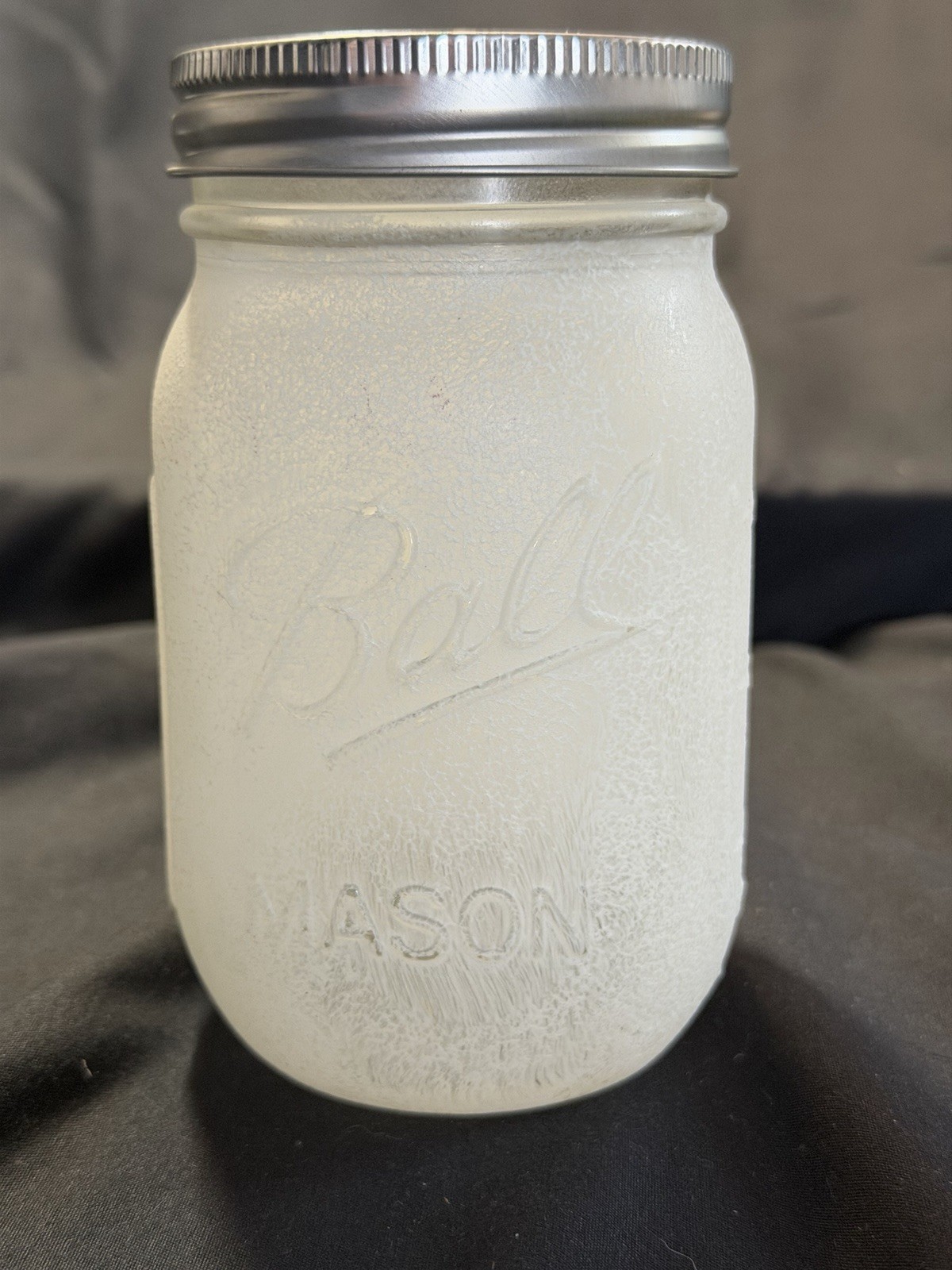 Hand Painted Frosted Mason Jars with Lids Various Pastel Colors Set Of 6
