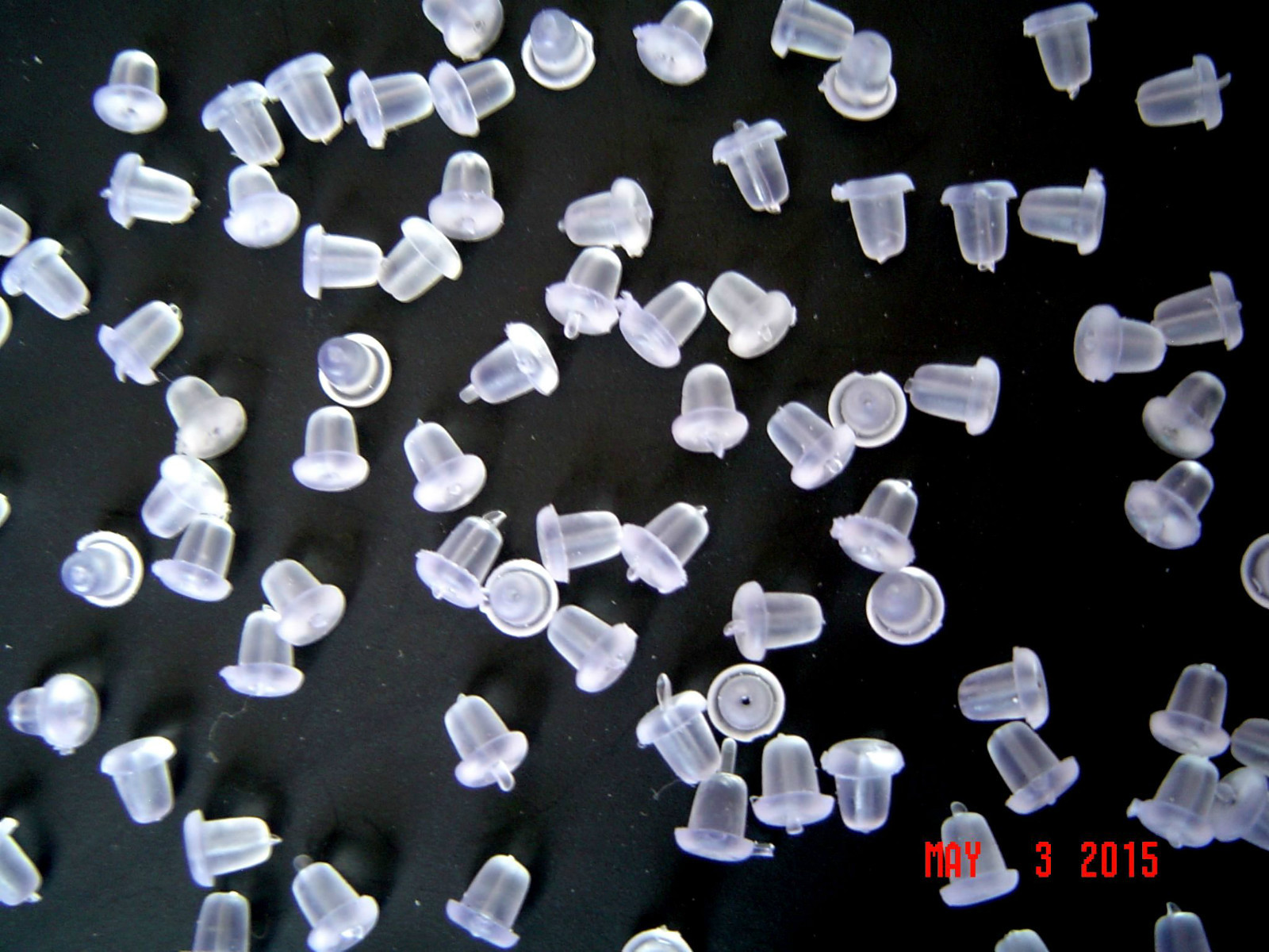 (50 Qty.) PLASTIC RUBBER ( SILICONE ) EARRING BACK STOPPER POST NUT 4mm Size