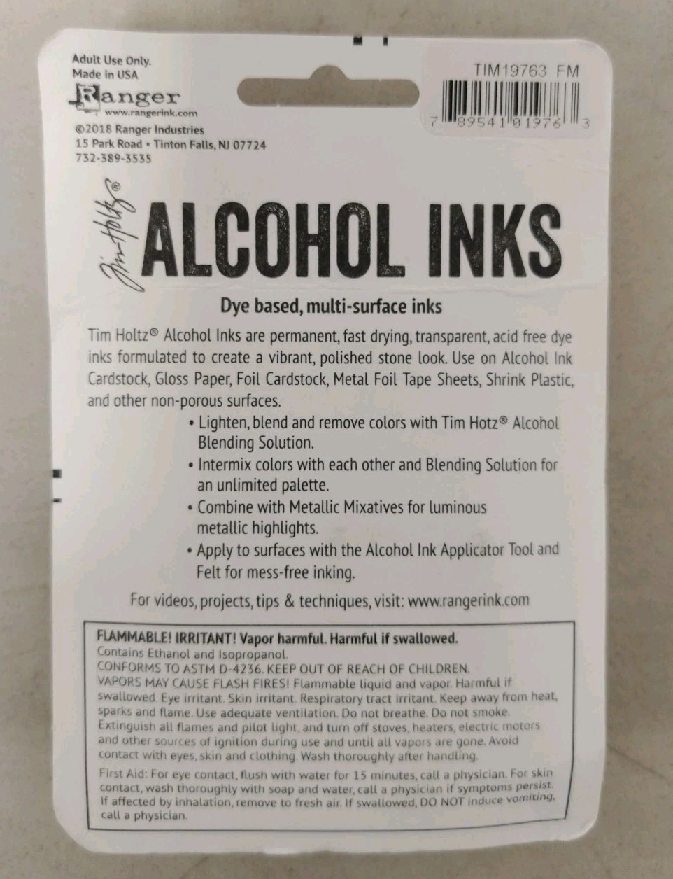 Ranger Tim Holtz Alcohol Ink 3-0.5 fl oz /Pkg-( 5 Sets/ 15 Bottles )*Box Dent*