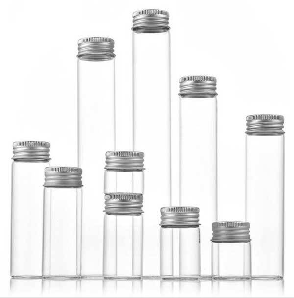 Luxurious 5ml-200ml Empty Transparent Glass Storage Bottle Aluminum Silver Cap