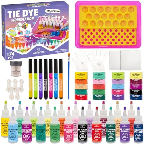 Tie Dye Kit 174pcs 20 Colors Set With Bottles Fabric Markers Party