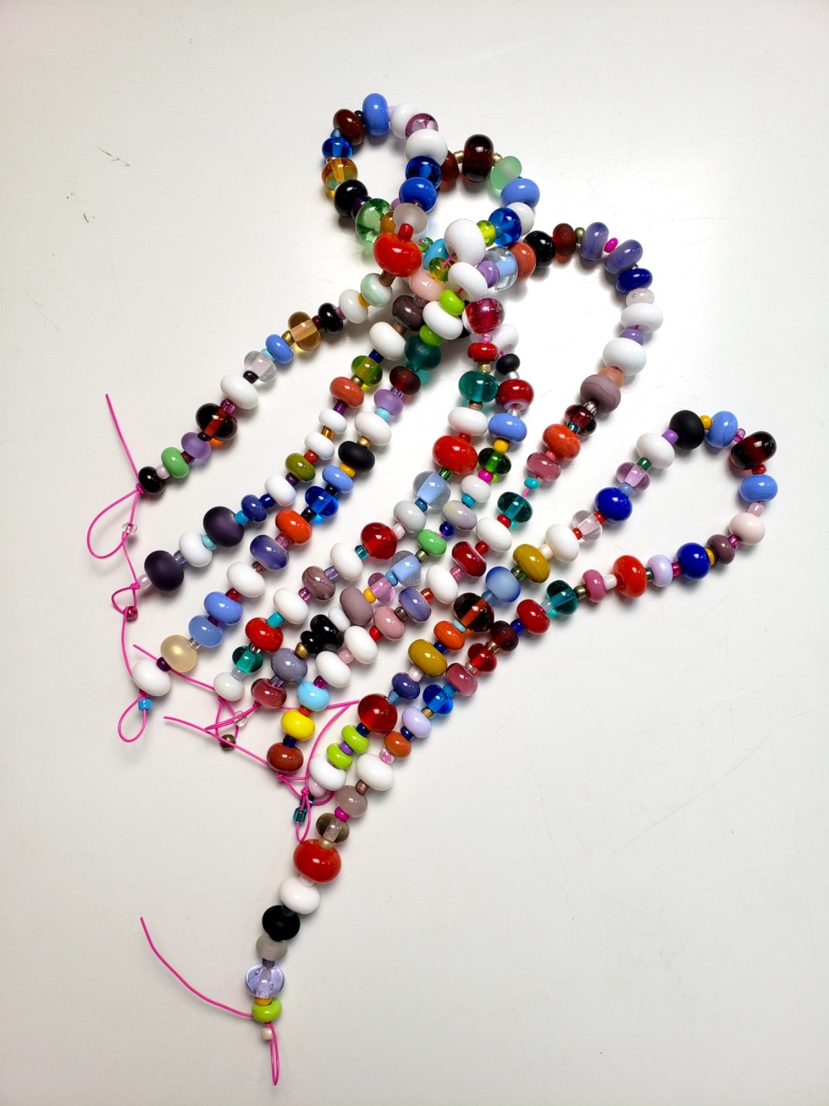 new- handmade glass Rondelles, actual beads shown, 4x 15″ strands, jewelry craft
