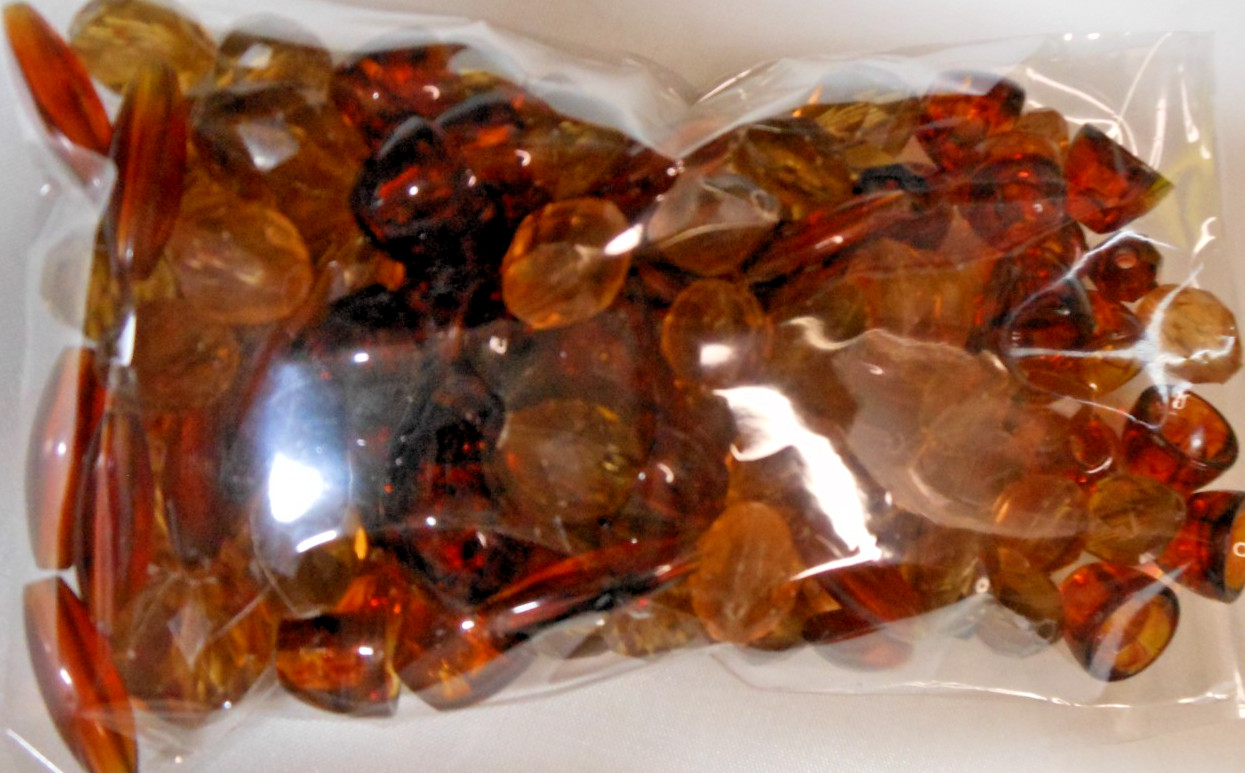 Vintage 2.8 oz lot of 12 to 20 mm Amber Glass Beads- Preowned