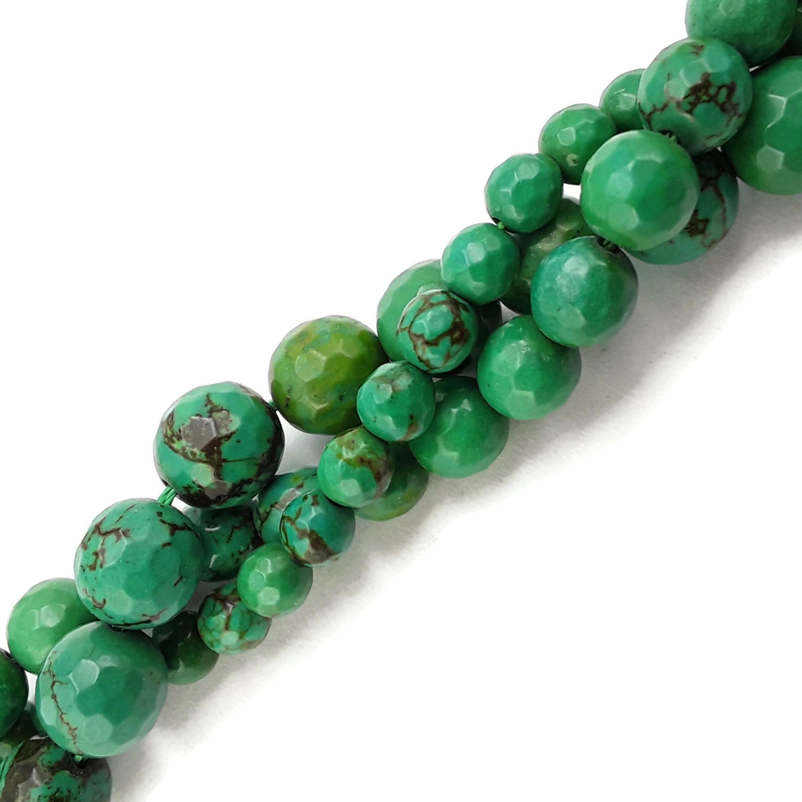 Green Turquoise Faceted Round Beads 4mm 6mm 8mm 10mm 15.5″ Strand