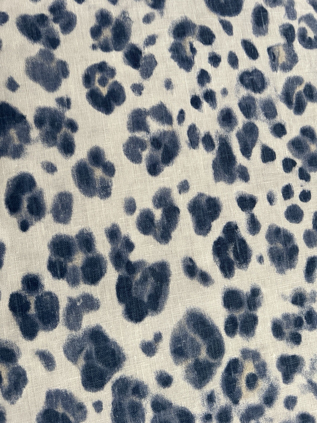 Fabric Thibaut PANTHERA Navy 100% Linen Printed Sold as 7 Continuous Yards New