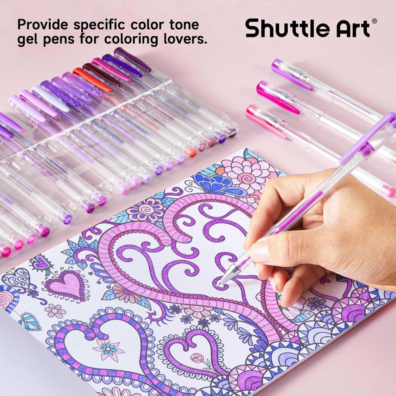 60 Pack Tone , Pink Purple Gel Pens with 30 Refills for Adults Coloring Books…