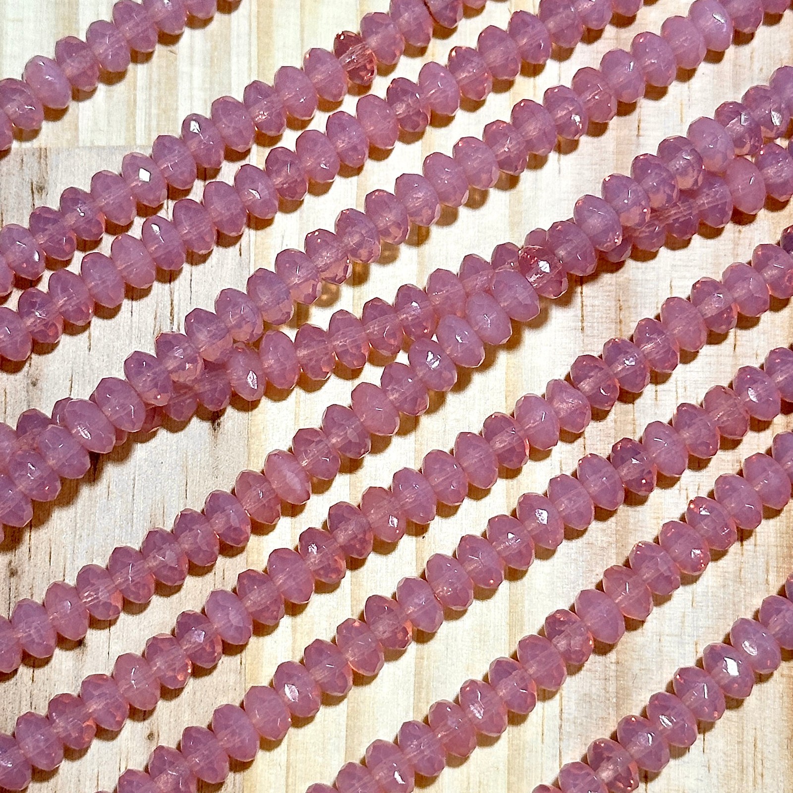 Czech Glass Rondelle Spacer Beads 4x7mm Rose Opal tire/donut beads 42pcs J778