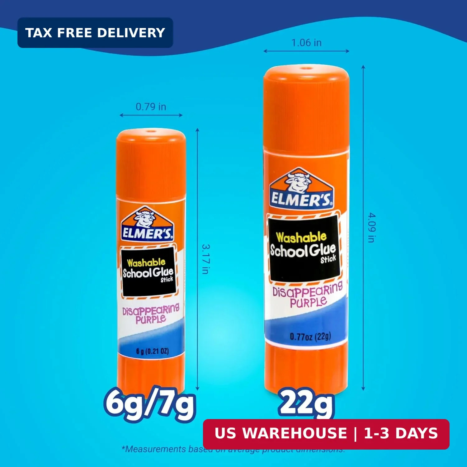 Elmer’s Disappearing Purple School Glue Sticks, Washable, 6 Grams, 12 Count – Ar