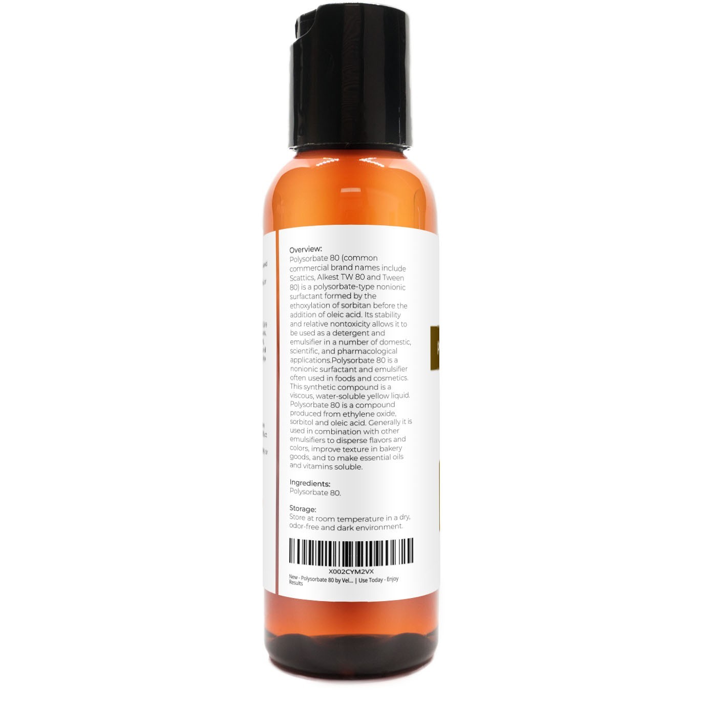 Polysorbate 80 by Velona – 2 oz Solubilizer, Food Cosmetic Grade Cooking, Bath