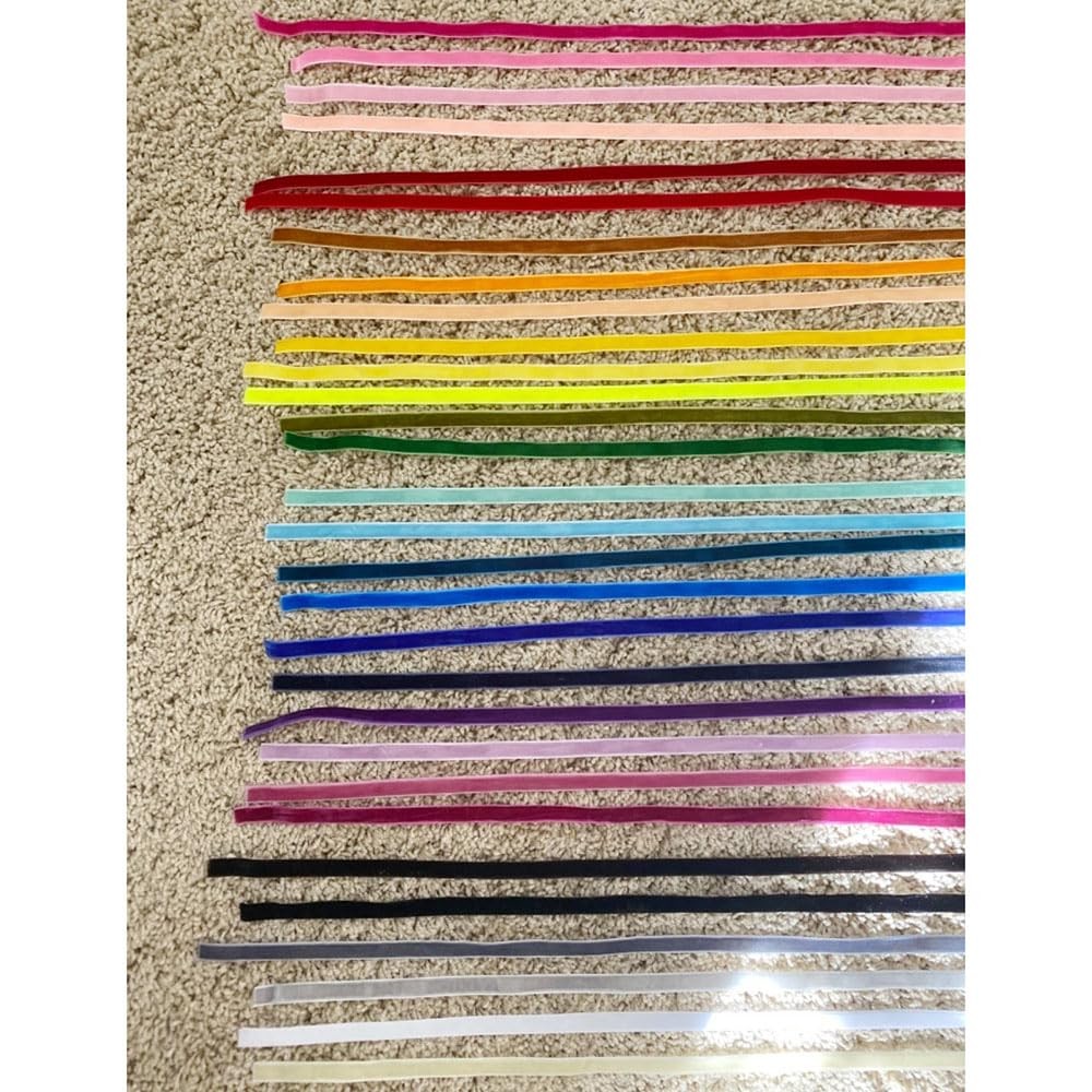 30 Yards 1/8″ (3mm) Velvet Ribbon Total 30 Colors Assorted Lots Bulk, 1/8″(3mm))